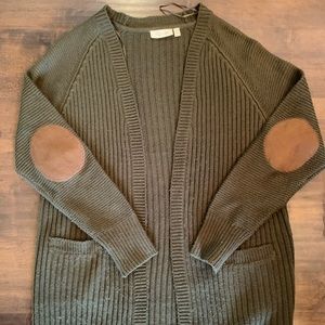 Olive cardigan with elbow patches